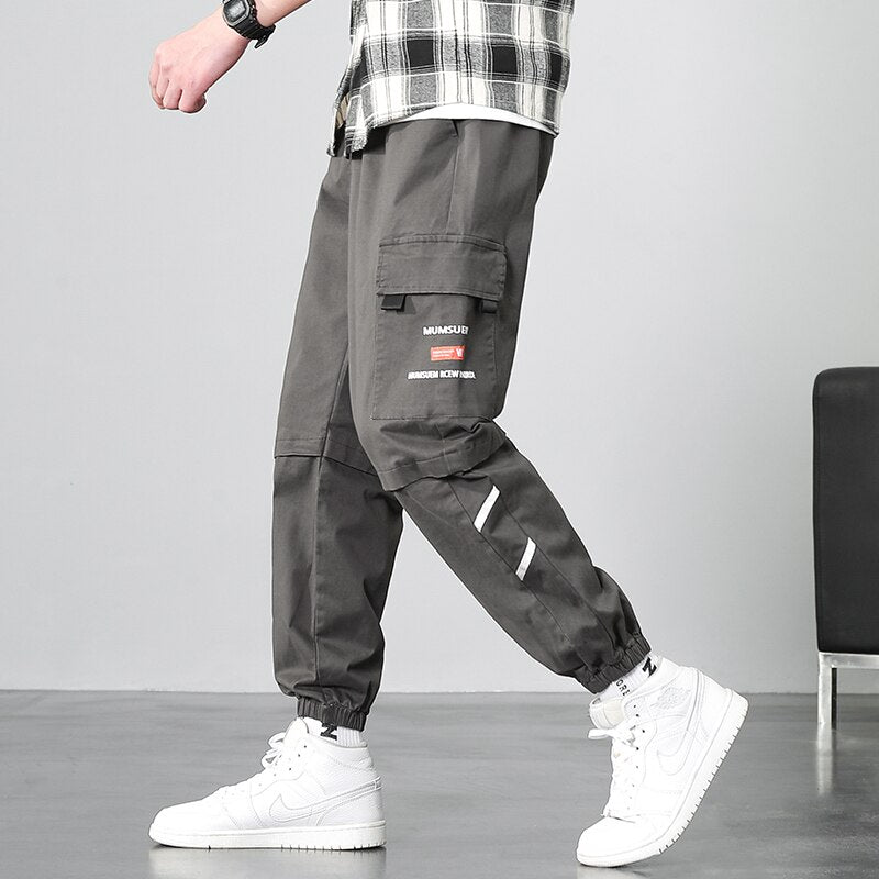 MISNIKI Men's Ribbons Harem Joggers Hip Hop Cargo Streetwear Pants