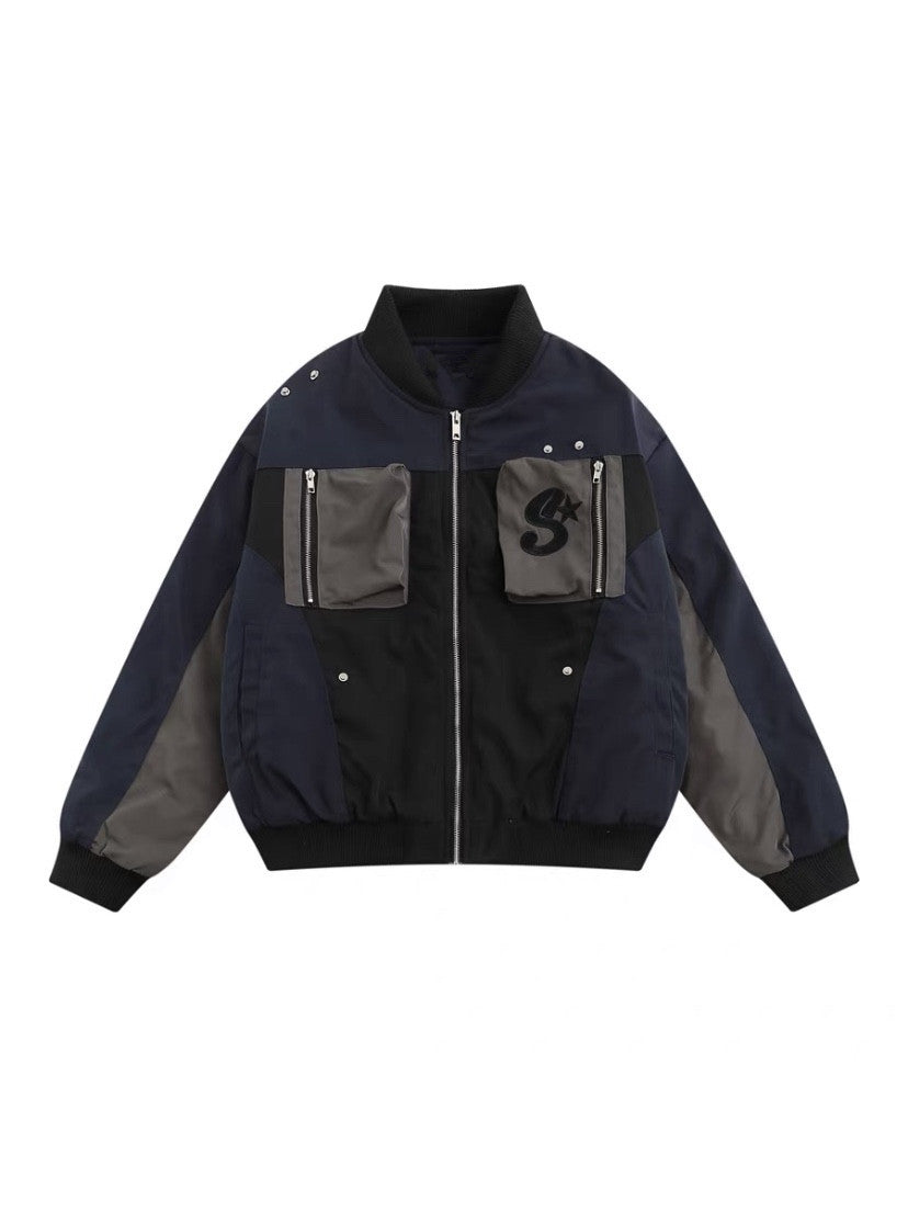 Wongn Color Spell Wind Flight Jacket Loose Spring Fashion Coat