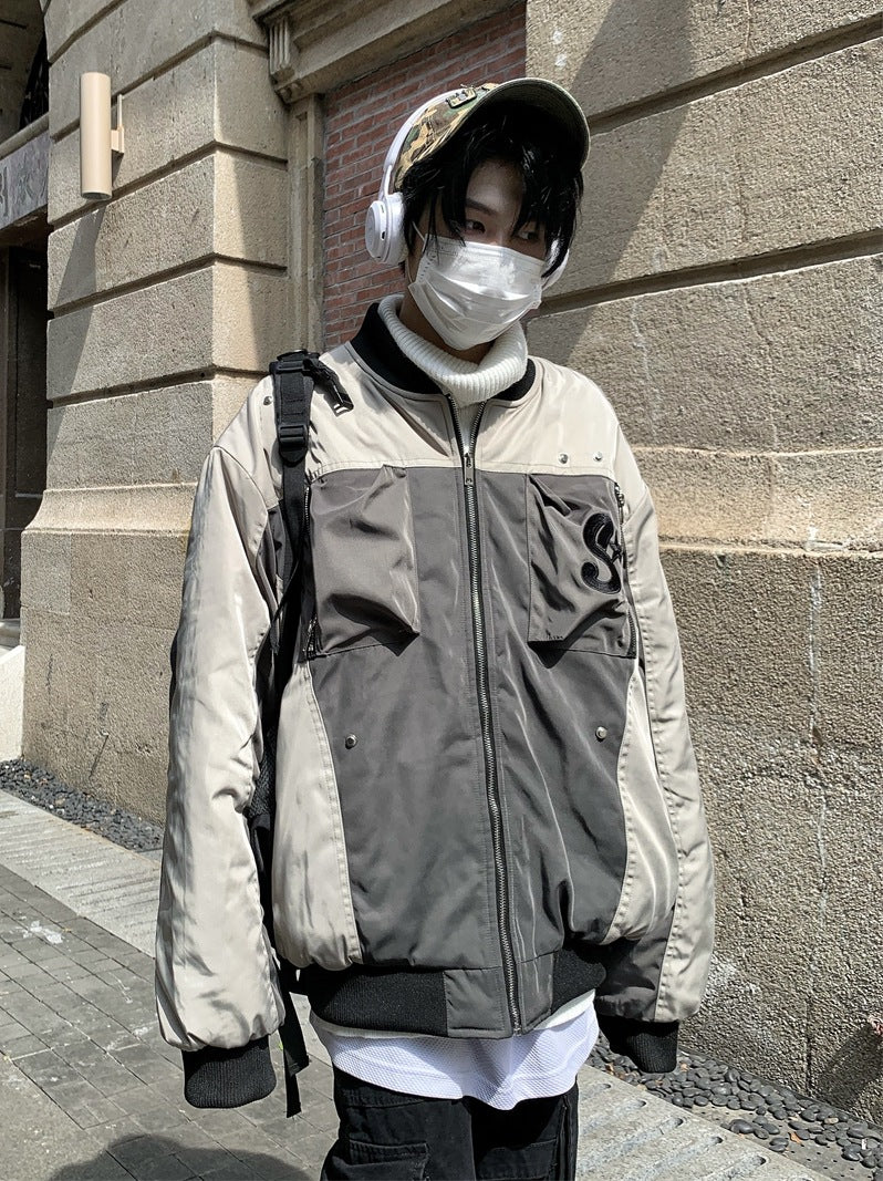 Wongn Color Spell Wind Flight Jacket Loose Spring Fashion Coat