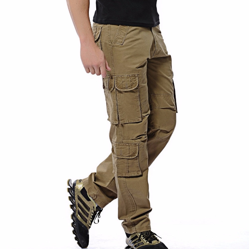 Rugged Men's Loose Tactical Cargo Pants with Multi-Pocket Design