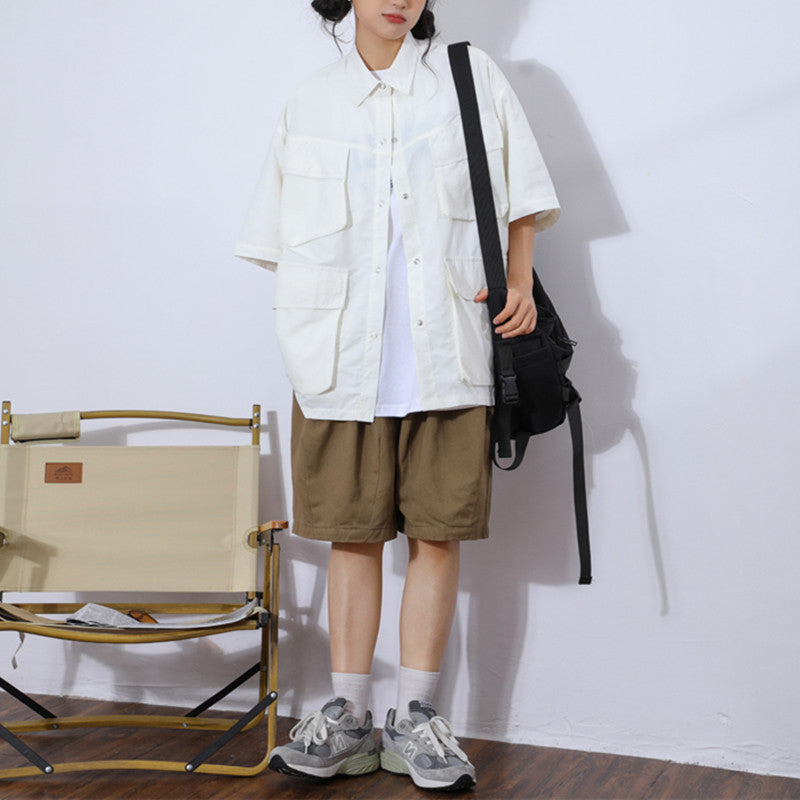 Wongn Cityboy Multi Pocket Retro Short Sleeved Functional Utility Shirt