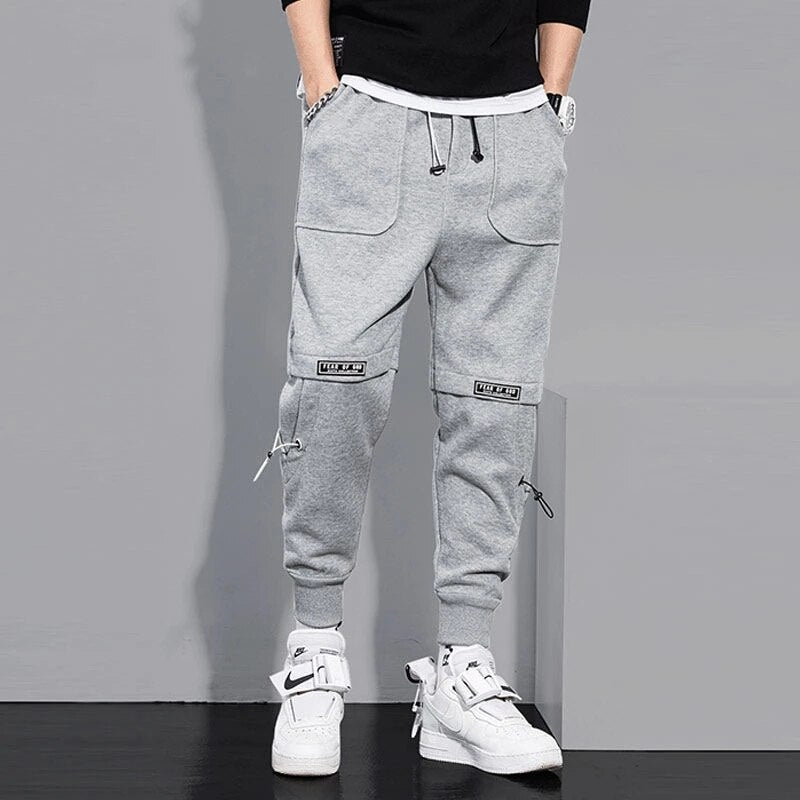 MISNIKI Men's Harajuku Hip Hop Cargo Pants Streetwear Fashion Joggers