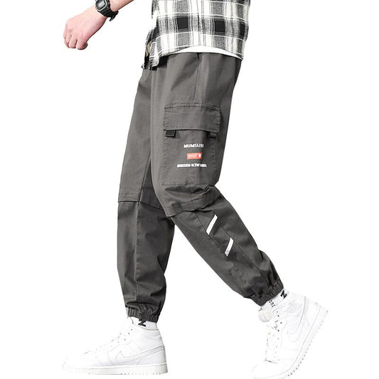 Men's Harajuku Hip Hop Cargo Pants Harem Ribbon Joggers