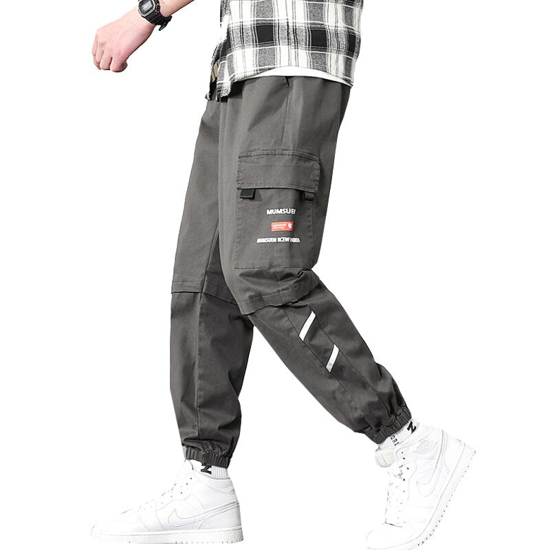 MISNIKI Men's Ribbons Harem Joggers Hip Hop Cargo Streetwear Pants