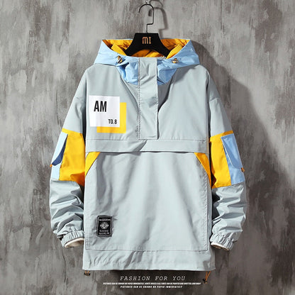 Mens Waterproof Casual Streetwear Windbreaker Hoodie Spring Autumn Jacket