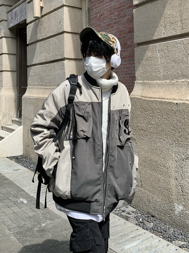 Wongn Color Spell Wind Flight Jacket Loose Spring Fashion Coat