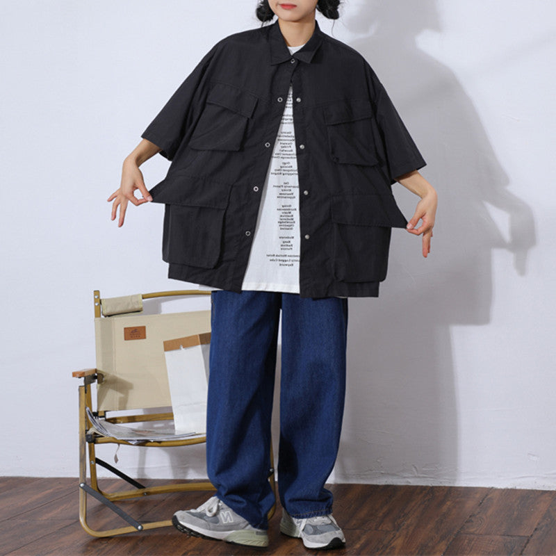 Wongn Cityboy Multi Pocket Retro Short Sleeved Functional Utility Shirt