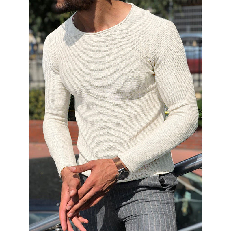 Men's Casual Slim Fit Round Neck Knit Long Sleeve Sweater