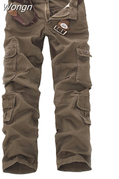 Rugged Men's Loose Tactical Cargo Pants with Multi-Pocket Design