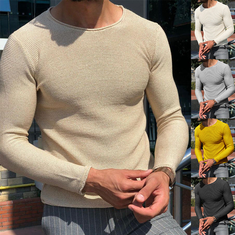 Men's Casual Slim Fit Round Neck Knit Long Sleeve Sweater