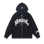 Wongn Retro Gothic Star Zip Up Hoodie Mens Casual Outerwear
