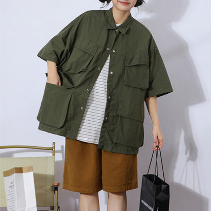 Wongn Cityboy Multi Pocket Retro Short Sleeved Functional Utility Shirt