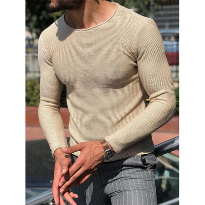 Men's Casual Slim Fit Round Neck Knit Long Sleeve Sweater
