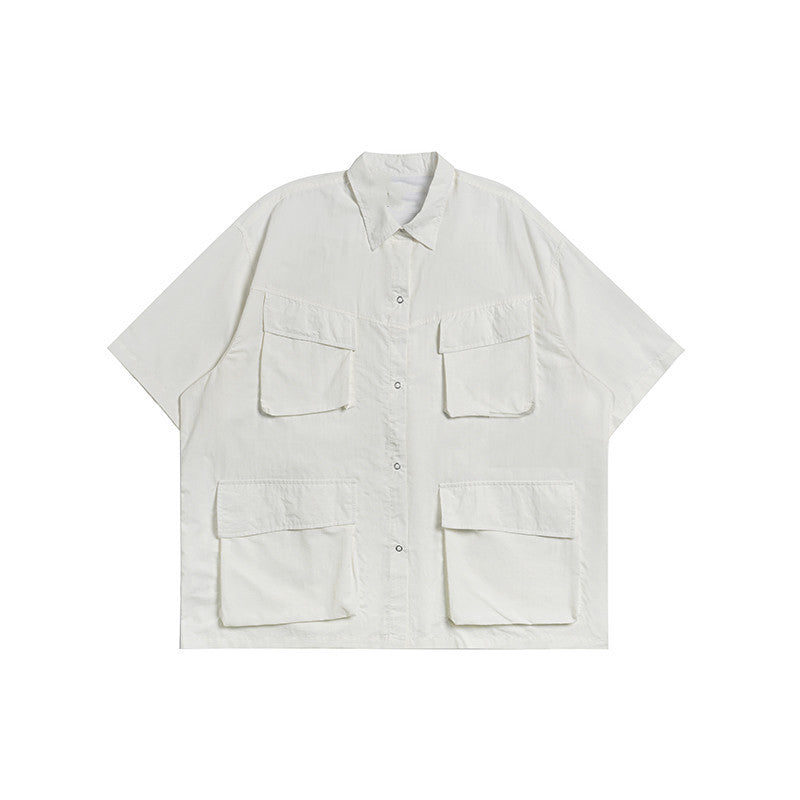 Wongn Cityboy Multi Pocket Retro Short Sleeved Functional Utility Shirt