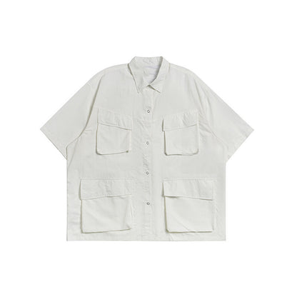 Wongn Cityboy Multi Pocket Retro Short Sleeved Functional Utility Shirt