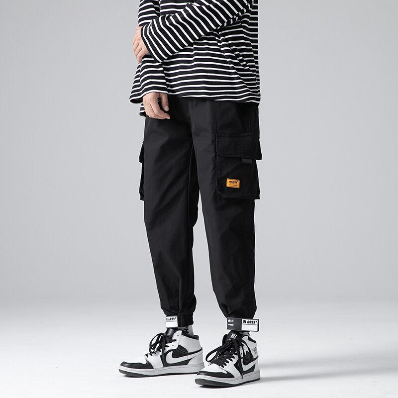 Wongn Men's Harem Joggers Hip Hop Streetwear Cargo Pants