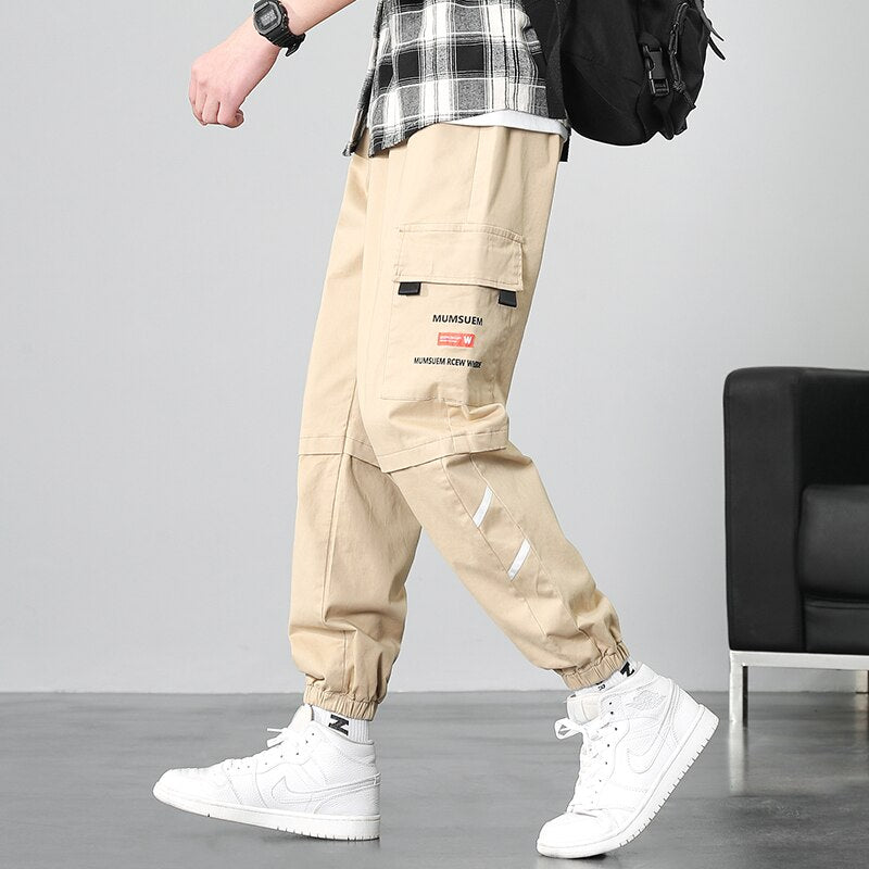 MISNIKI Men's Ribbons Harem Joggers Hip Hop Cargo Streetwear Pants