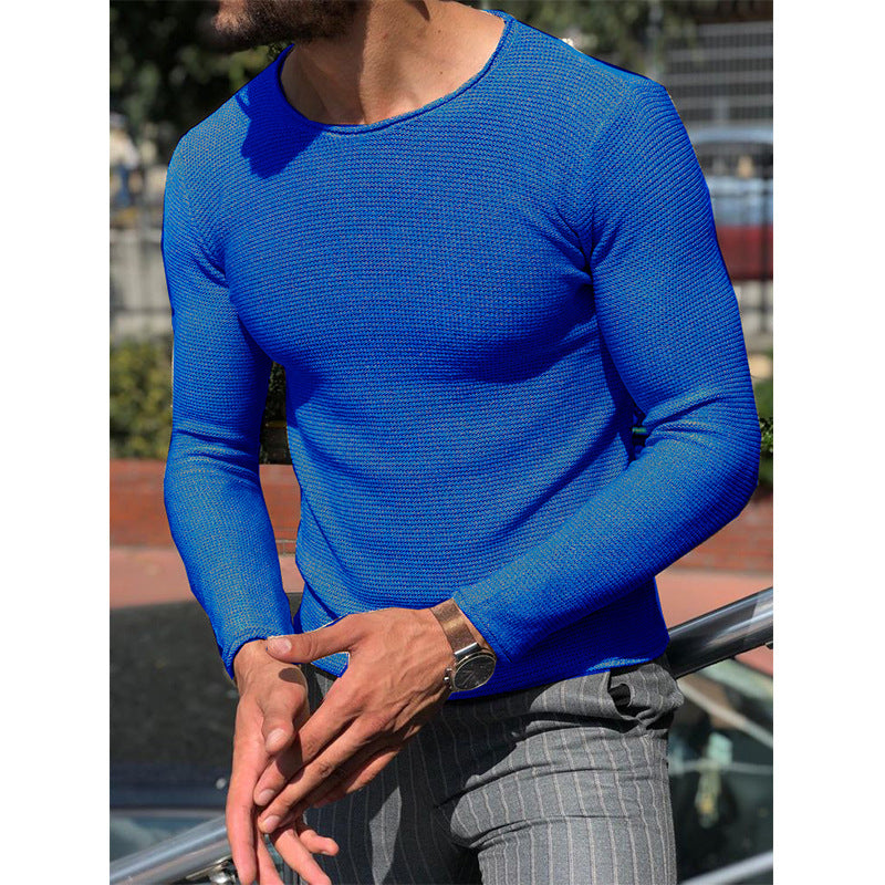 Men's Casual Slim Fit Round Neck Knit Long Sleeve Sweater