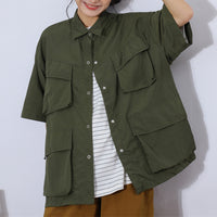 Wongn Cityboy Multi Pocket Retro Short Sleeved Functional Utility Shirt