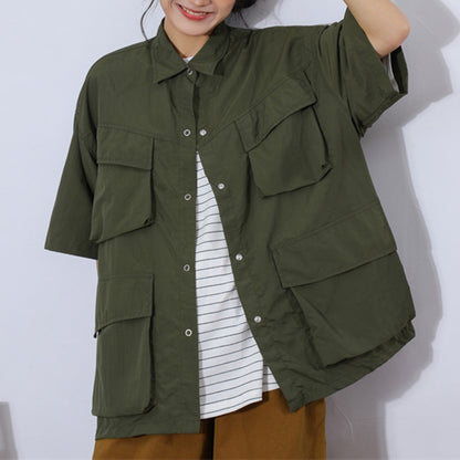 Wongn Cityboy Multi Pocket Retro Short Sleeved Functional Utility Shirt