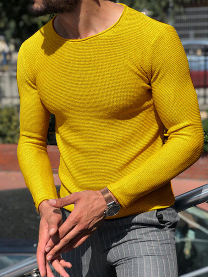 Men's Casual Slim Fit Round Neck Knit Long Sleeve Sweater